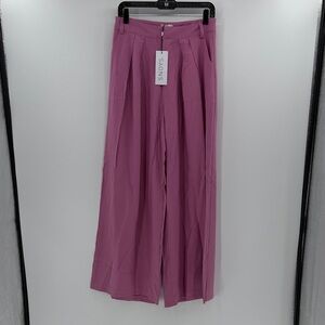 SNDYS Women's Alexa Wide Leg Pleated Pants - Pink - Medium - New with tags